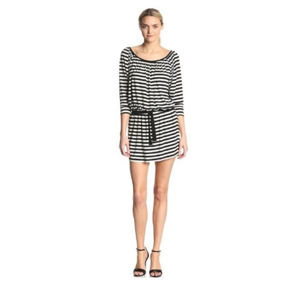 Norma Kamali Black and White Striped Mini Dress